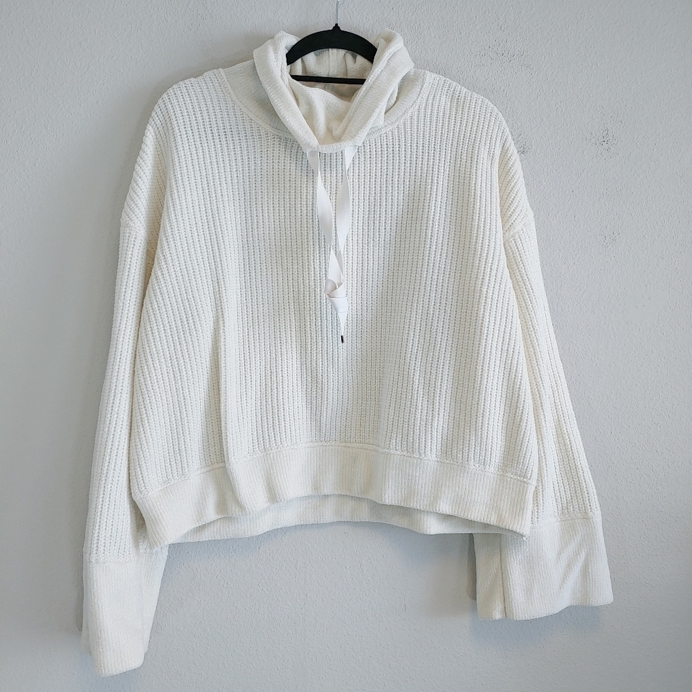 Prana Women's Off White Chenille Chanavey Sweater Sz XL Cozy Soft Cropped